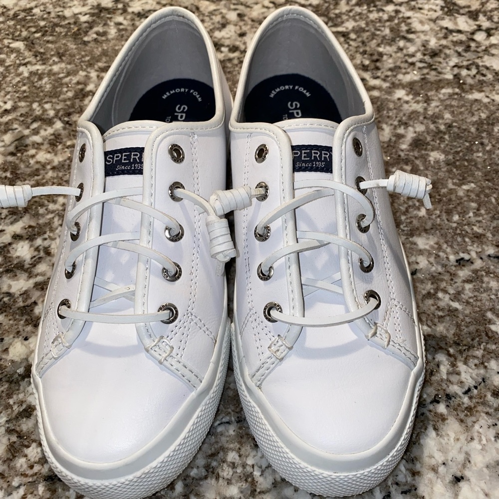 White Sperry Top Sider shoes- Worn 1x!